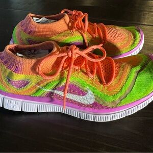 Nike womens Knit Sneakers — Orange, Neon Green & Pink size 8.5